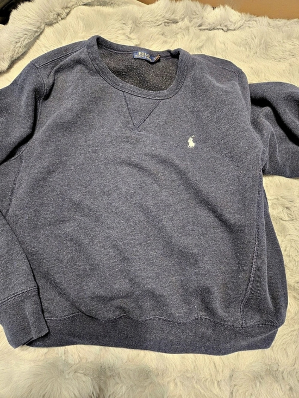 Polo Ralph Lauren Fleece Crewneck Sweatshirt in Blue Size Large